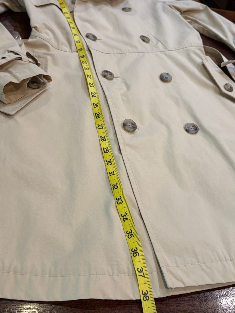 Vintage Ralph Lauren Tan Double-Breasted Flared Trench Coat size Large *As-Is* - Picture 14 of 15